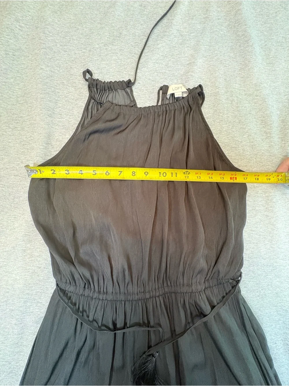 LOFT Black Halter Maxi Dress Tall Small Tassel Tie Elastic Waist Sleeveless